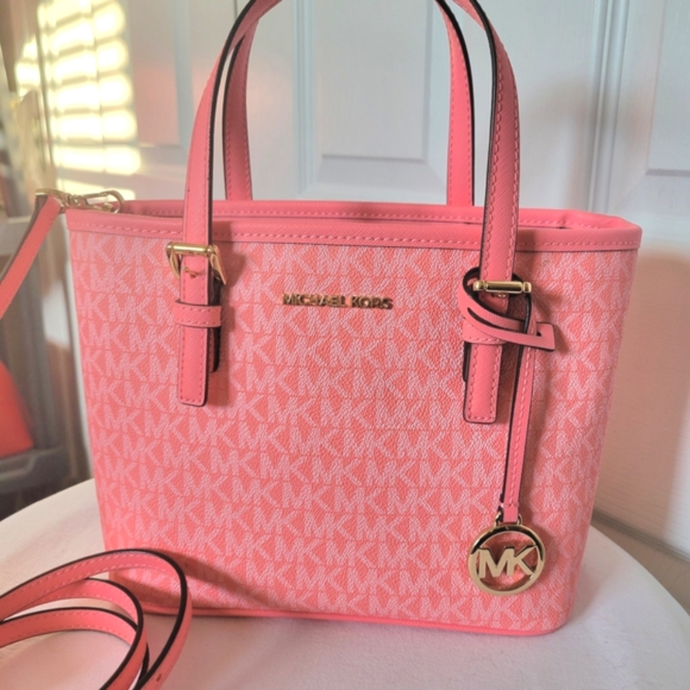 Michael Kors XS Grapefruit Pink Small Tote Satchel Crossbody NEW